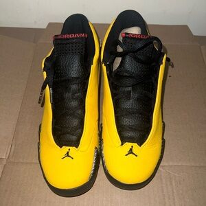Jordan Black and Yellow Athletic Shoes